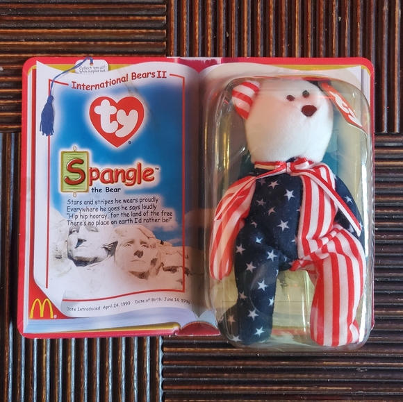 BEANIE BABIES TY INTERNATIONAL BEARS II SPANGLE MCDONALD 2000 RARE MISPRINT - Picture 1 of 3